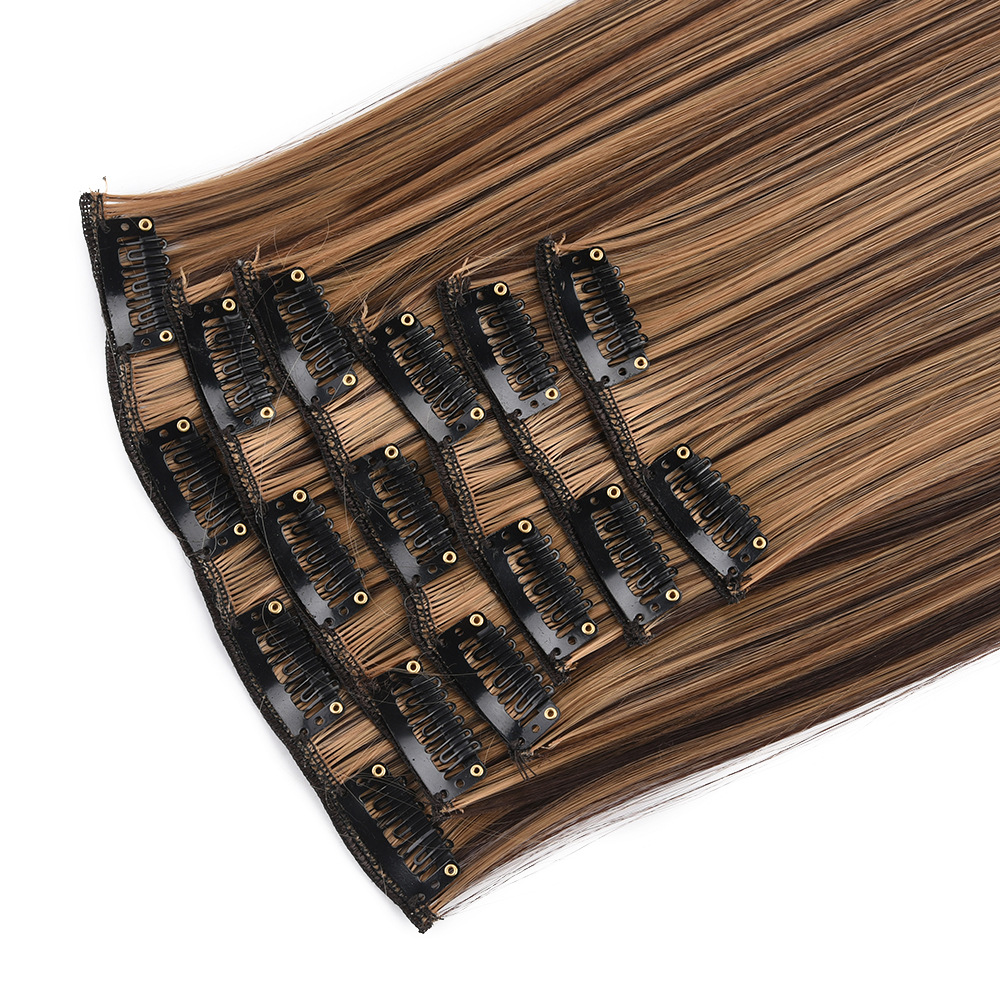 Long hairpiece straight hair 6pcs set for women