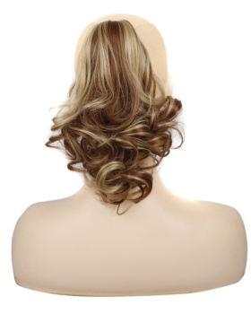 Horsetail short wig double color gripper curly hair