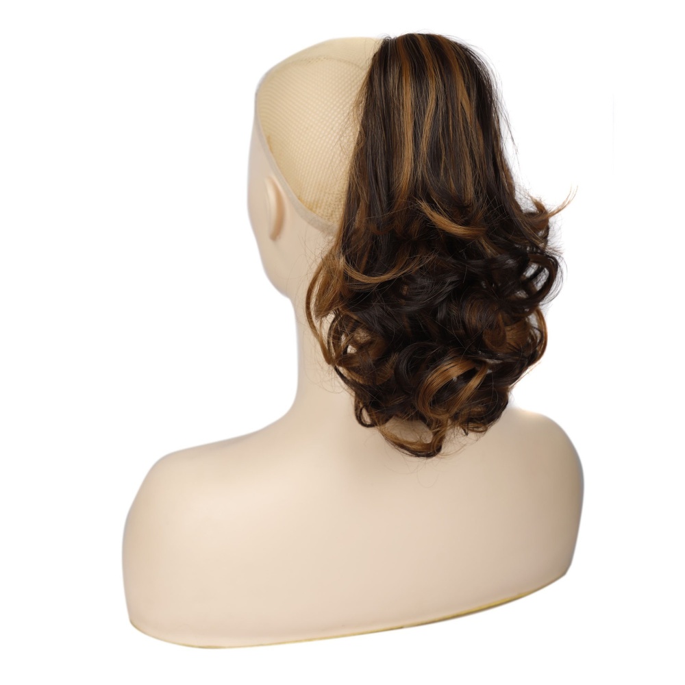 Horsetail short wig double color gripper curly hair