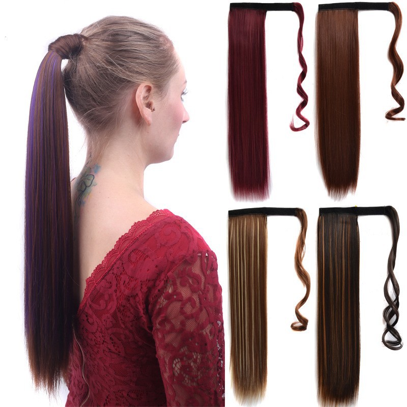 Long fiber straight hair European style velcro wig