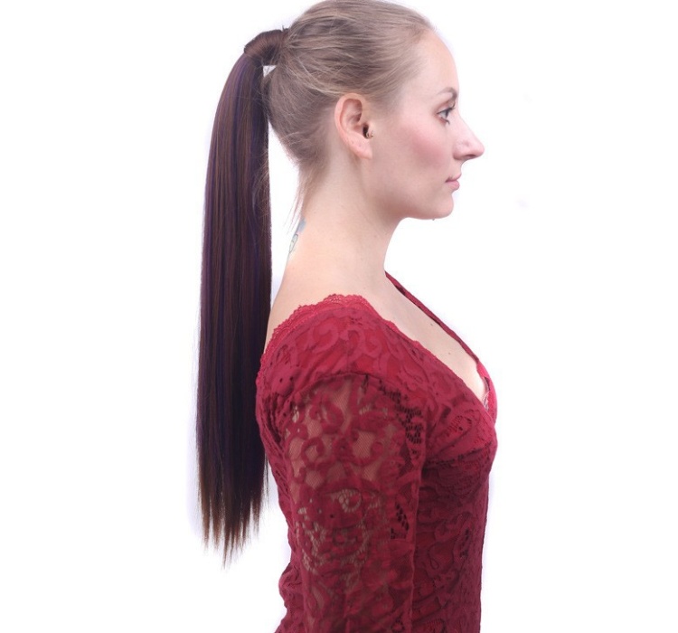 Long fiber straight hair European style velcro wig