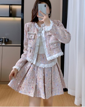 Chanelstyle sequins coat ladies light luxury skirt a set