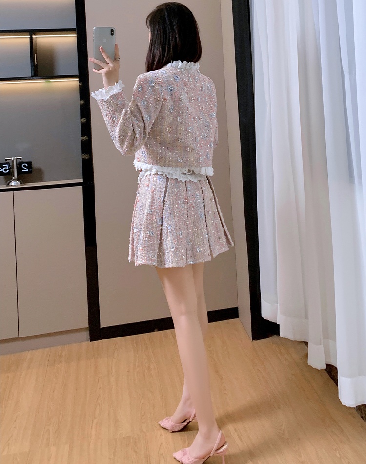 Chanelstyle sequins coat ladies light luxury skirt a set