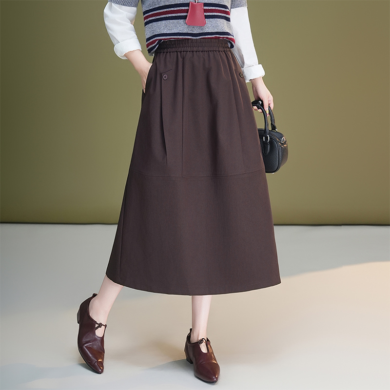 A-line loose bud skirt high waist long puff skirt for women