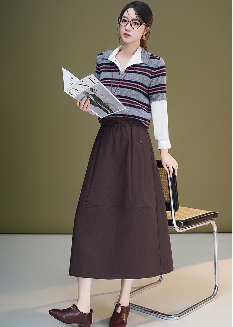 A-line loose bud skirt high waist long puff skirt for women