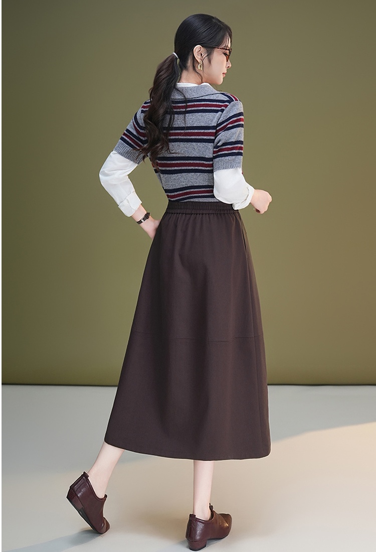 A-line loose bud skirt high waist long puff skirt for women