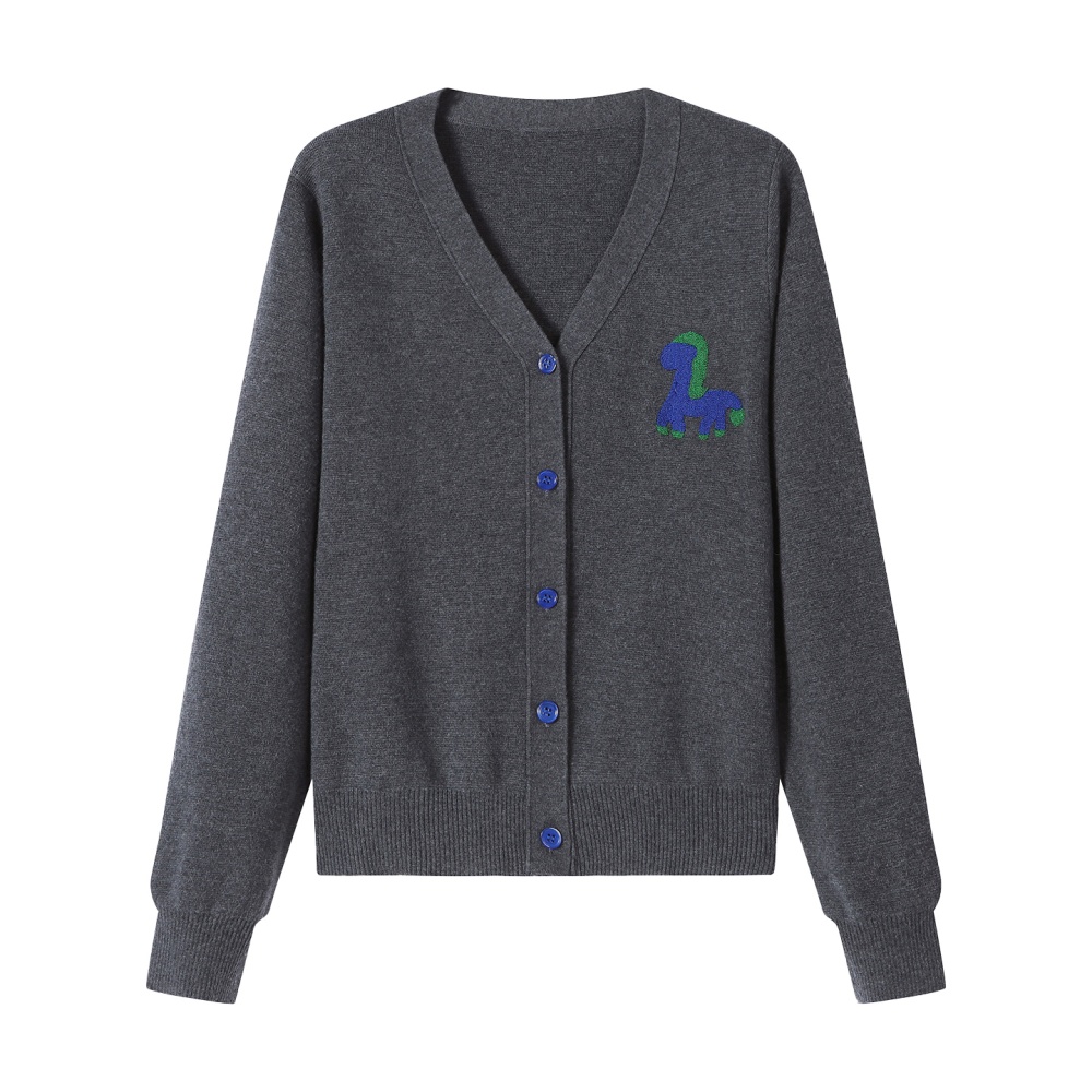 Embroidery spring and autumn sweater knitted V-neck cardigan