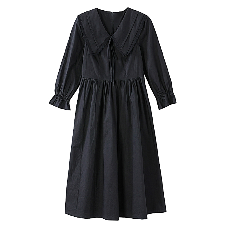 Long sleeve long dress pinched waist dress for women