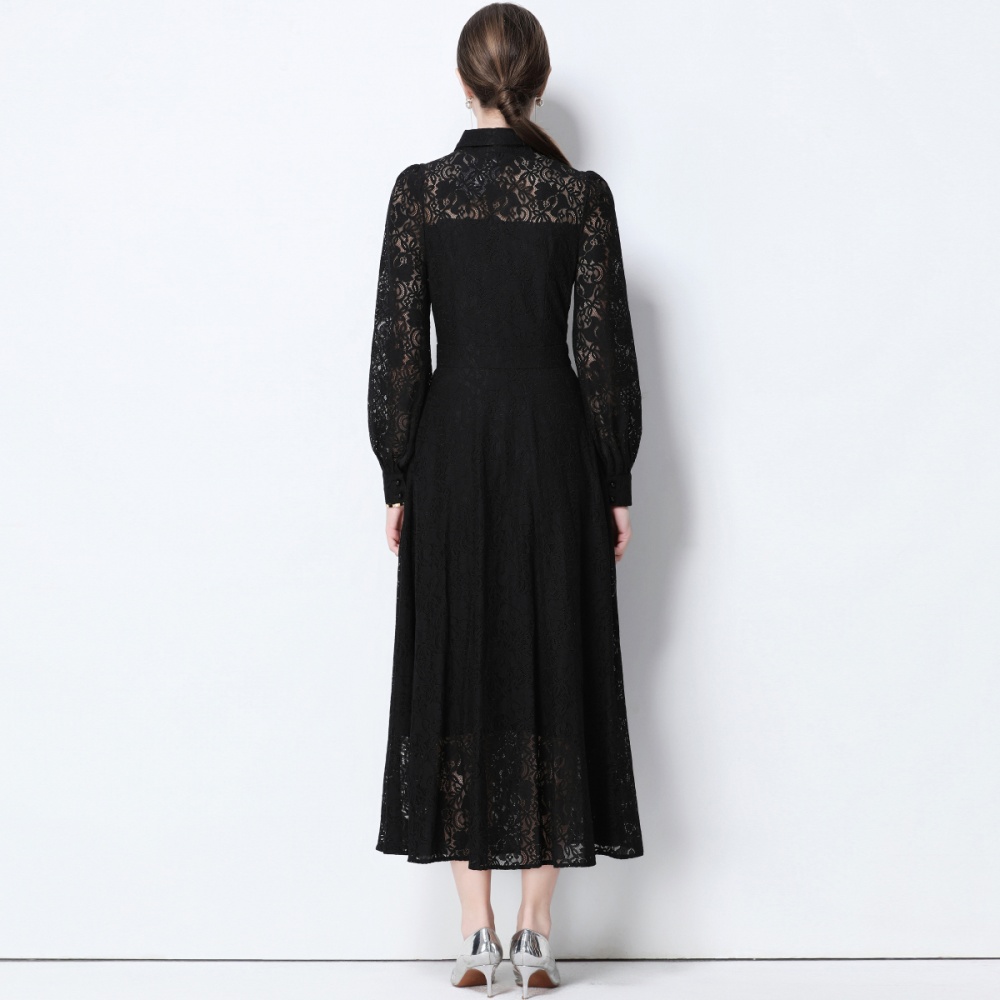 Frenum silk long dress lace slim dress for women