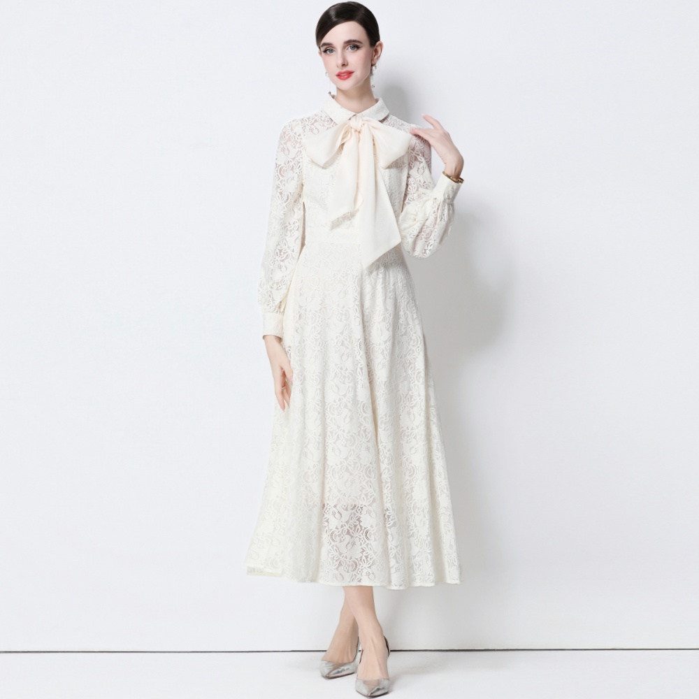 Slim lace temperament long dress ladies silk high waist dress
