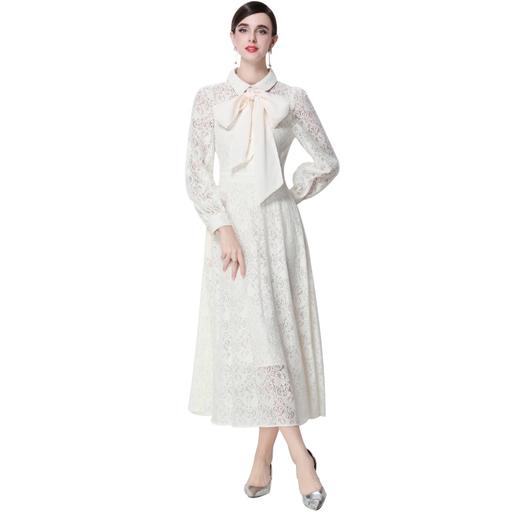 Slim lace temperament long dress ladies silk high waist dress