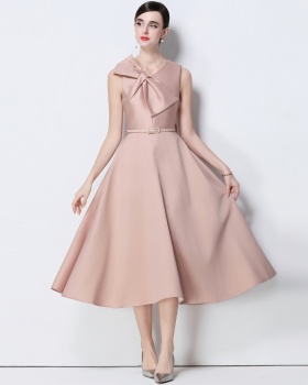 France style big bow big skirt pinched waist slim dress