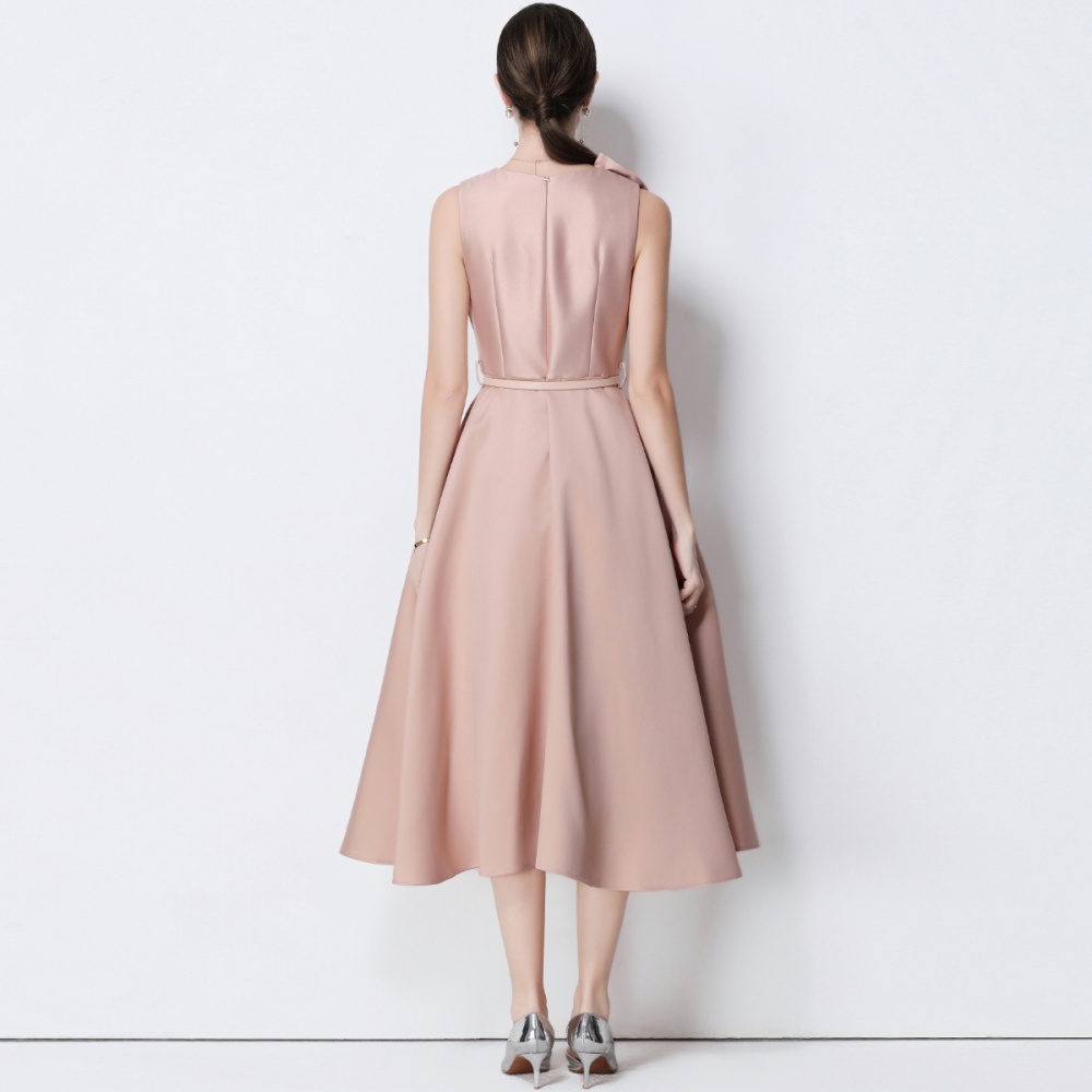 France style big bow big skirt pinched waist slim dress