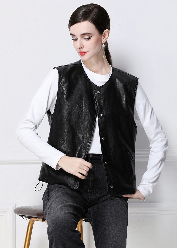 European style PU vest leopard retro small vest