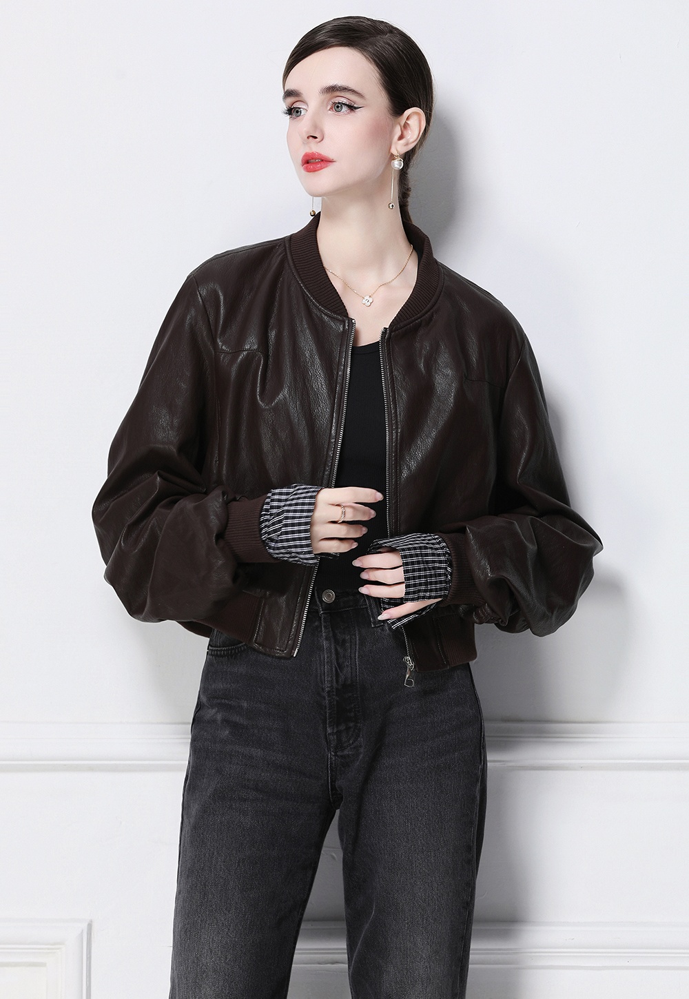 Retro European style jacket PU coat