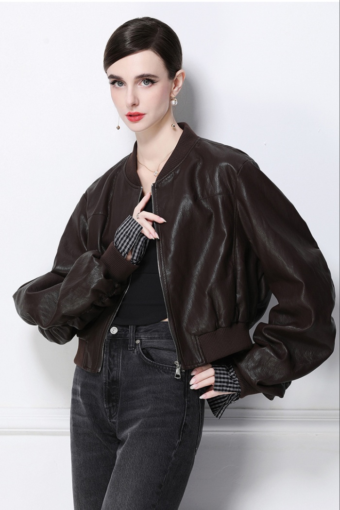 Retro European style jacket PU coat