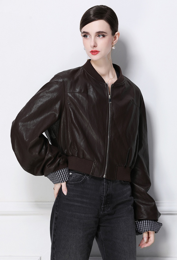 Retro European style jacket PU coat