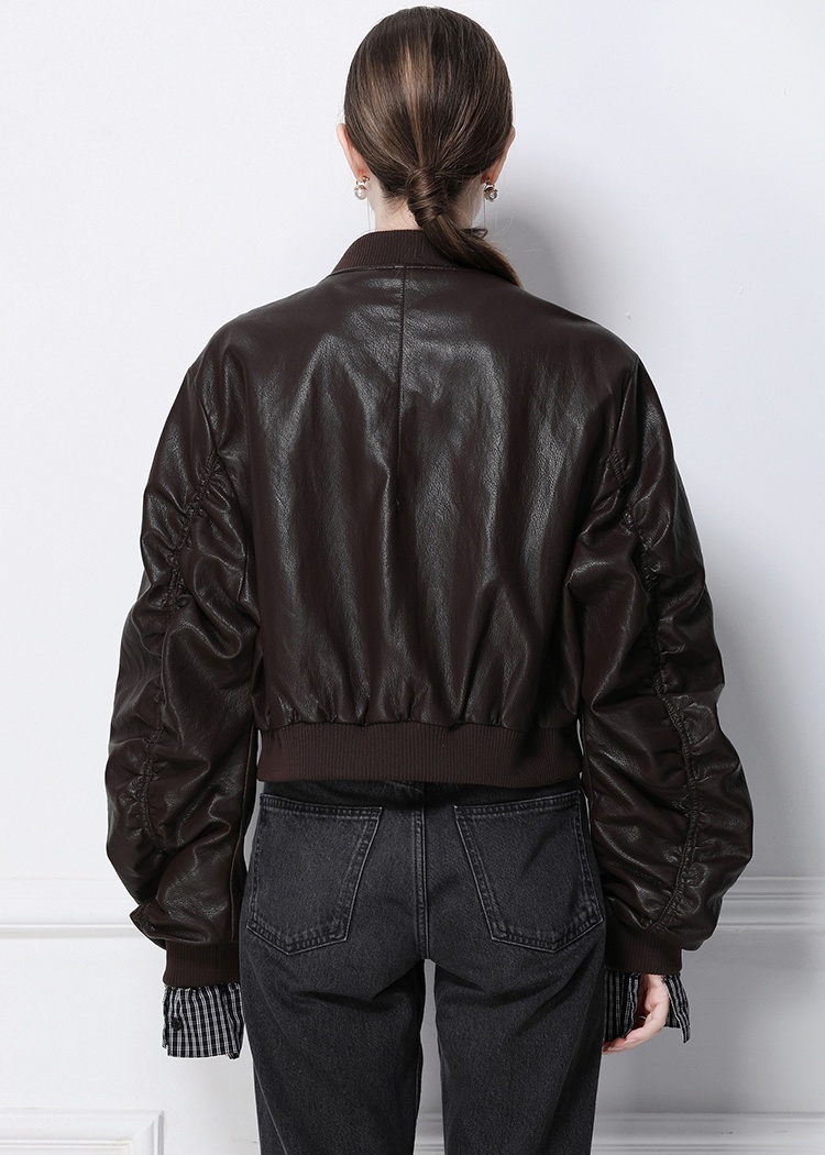 Retro European style jacket PU coat