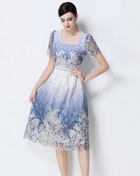 Lace slim fashion hollow light luxury long dress