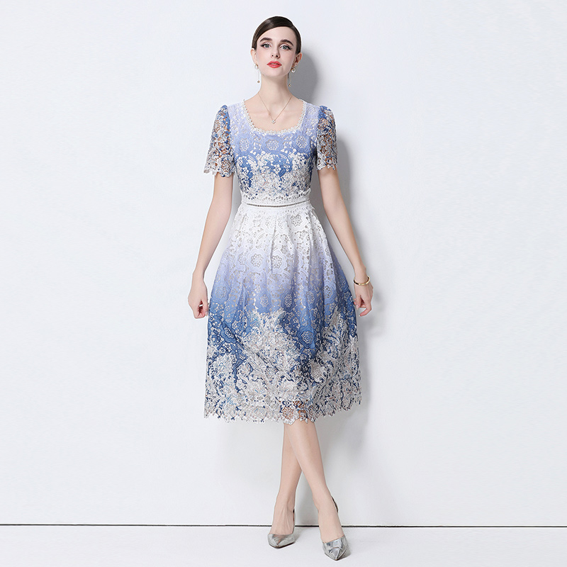 Lace slim fashion hollow light luxury long dress