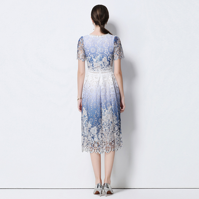 Lace slim fashion hollow light luxury long dress
