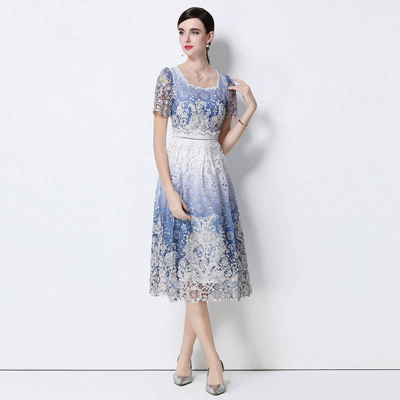 Lace slim fashion hollow light luxury long dress