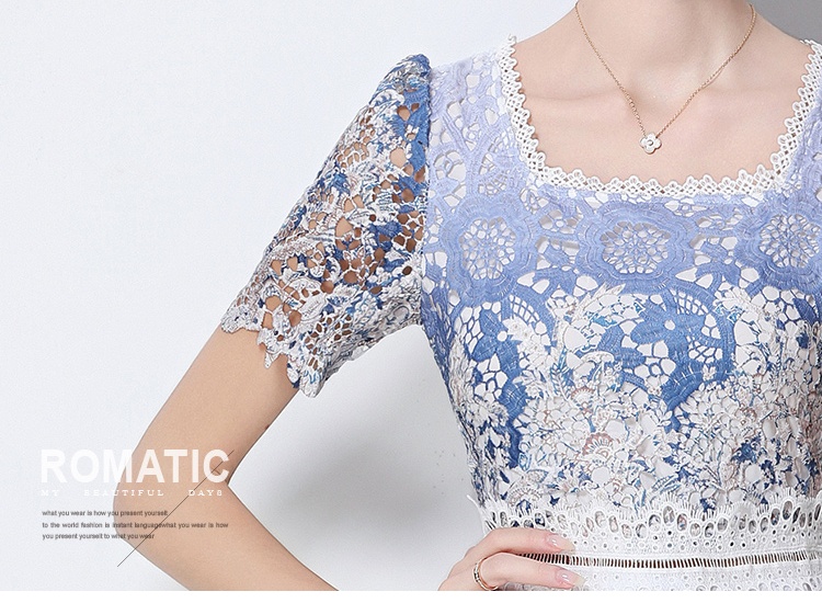 Lace slim fashion hollow light luxury long dress