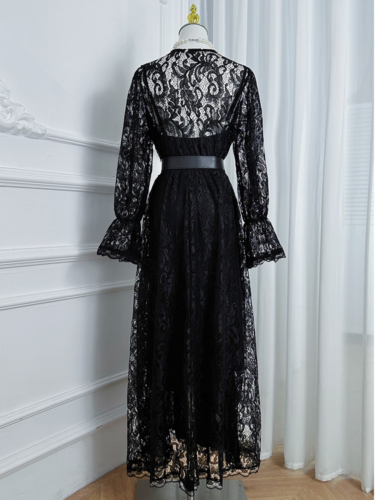Court style chiffon dress splice crystal belt 2pcs set