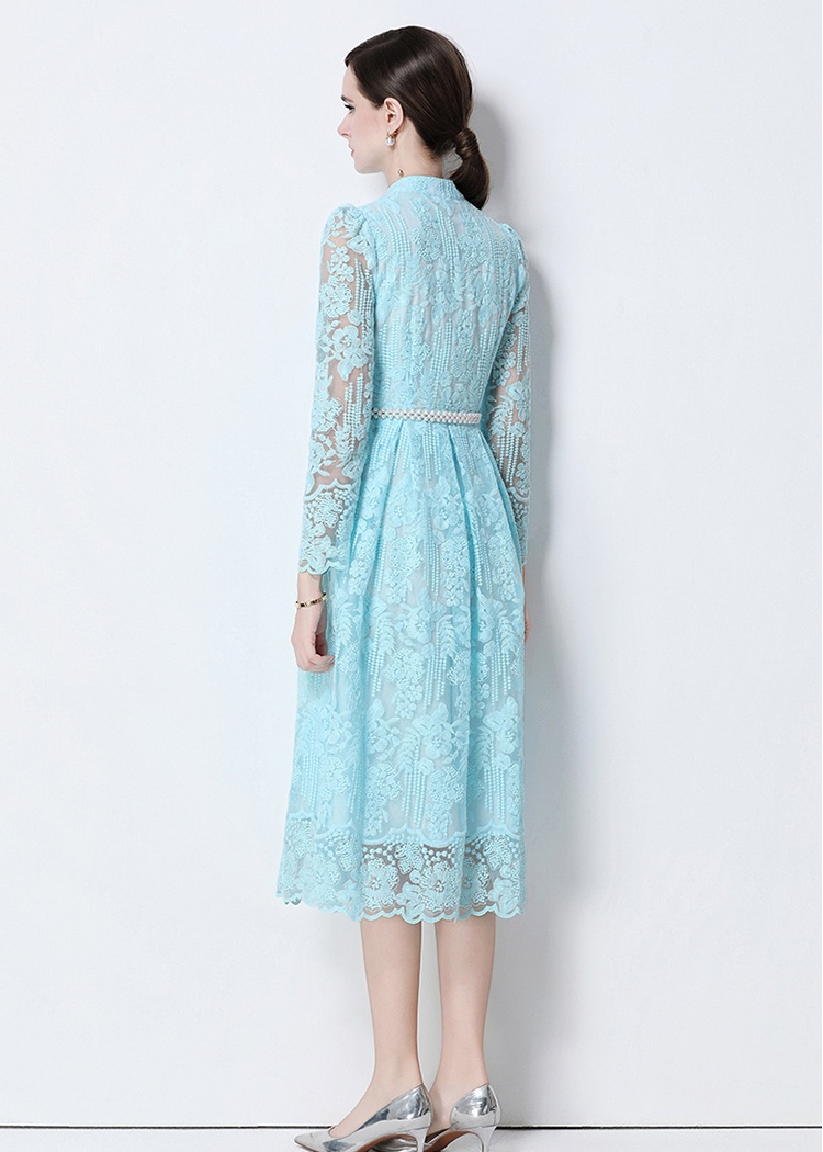 Fashion long embroidery light luxury slim long sleeve dress