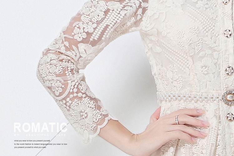 Fashion long embroidery light luxury slim long sleeve dress