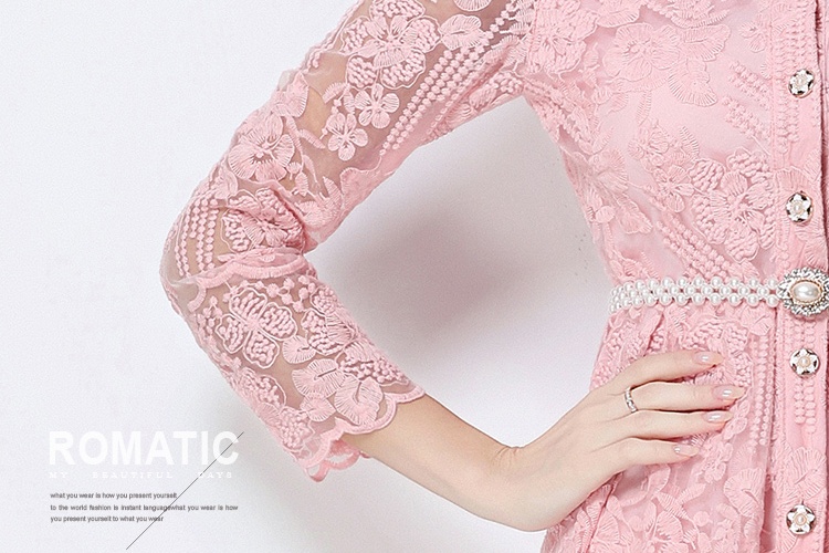 Fashion long embroidery light luxury slim long sleeve dress