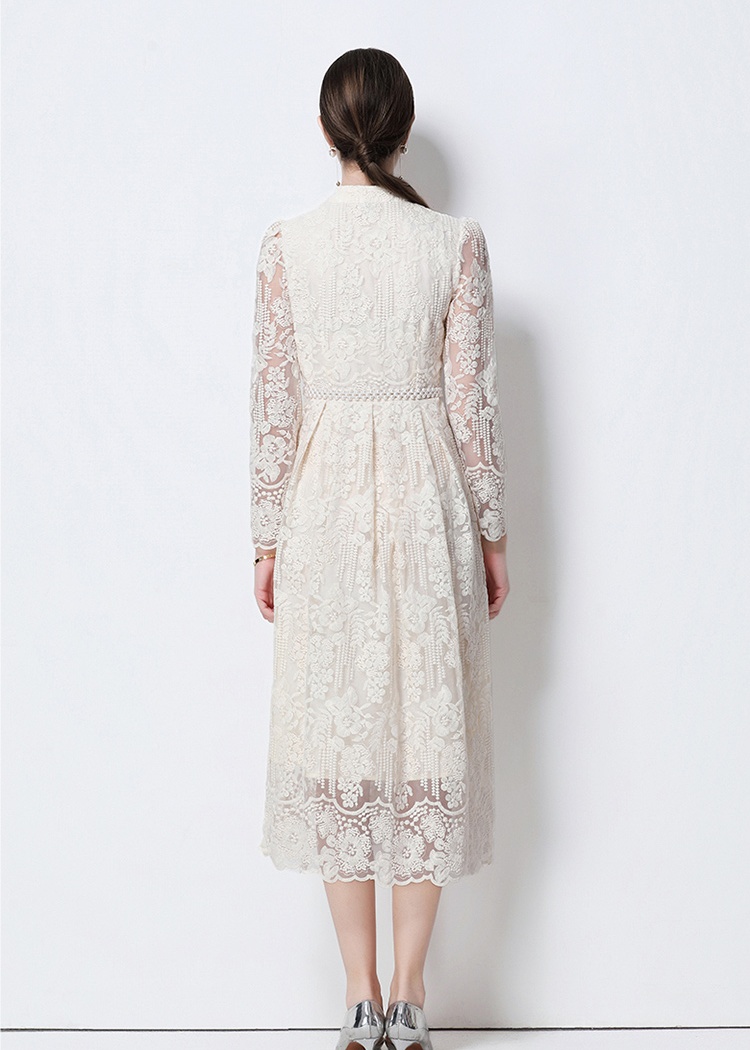 Fashion long embroidery light luxury slim long sleeve dress