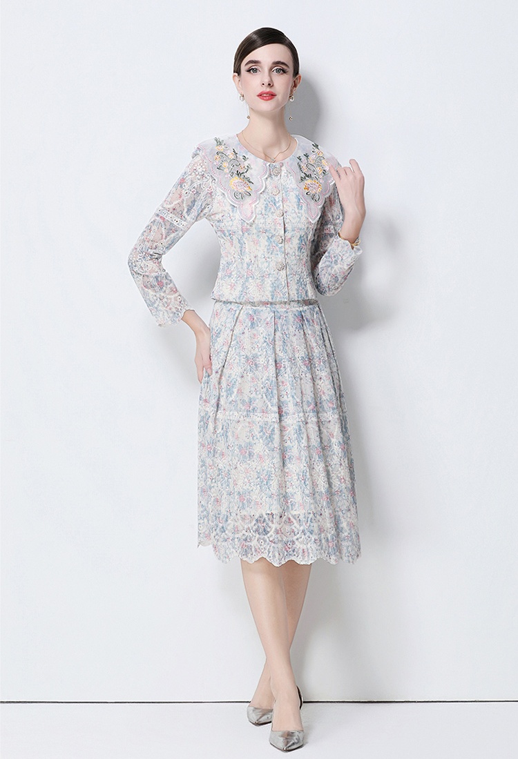 Light luxury fashion skirt printing tops a set