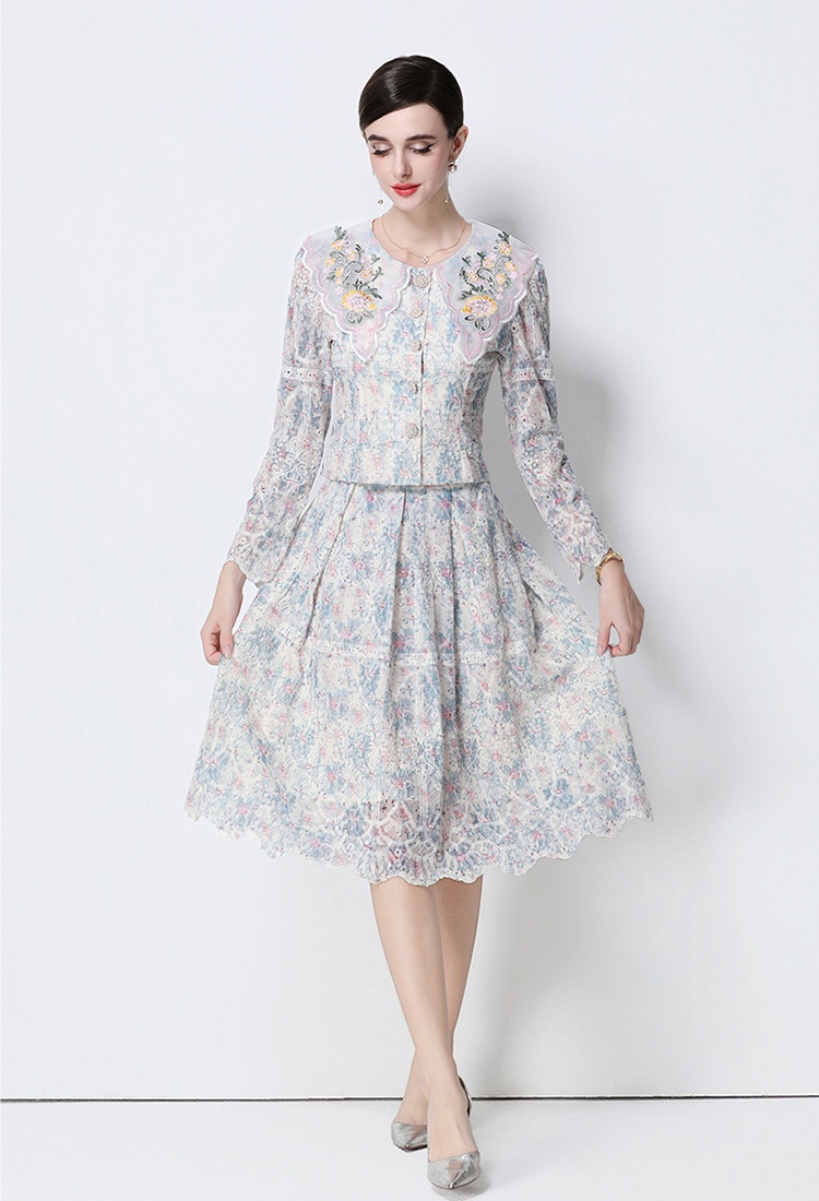 Light luxury fashion skirt printing tops a set