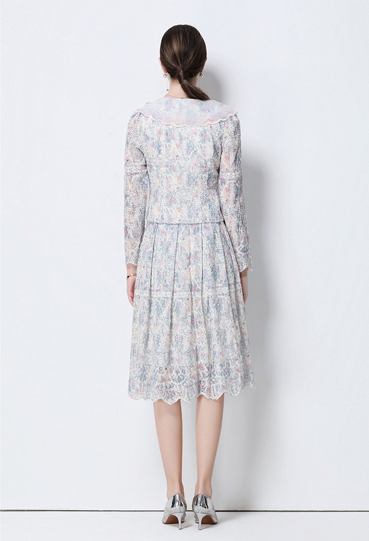 Light luxury fashion skirt printing tops a set