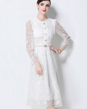 Slim embroidery fashion light luxury hollow dress