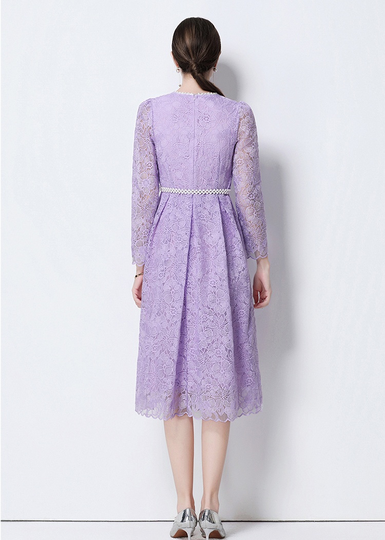 Slim embroidery fashion light luxury hollow dress