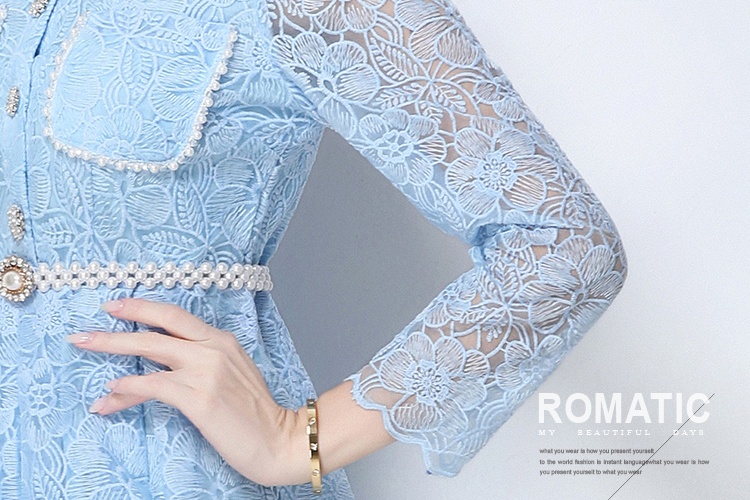 Slim embroidery fashion light luxury hollow dress