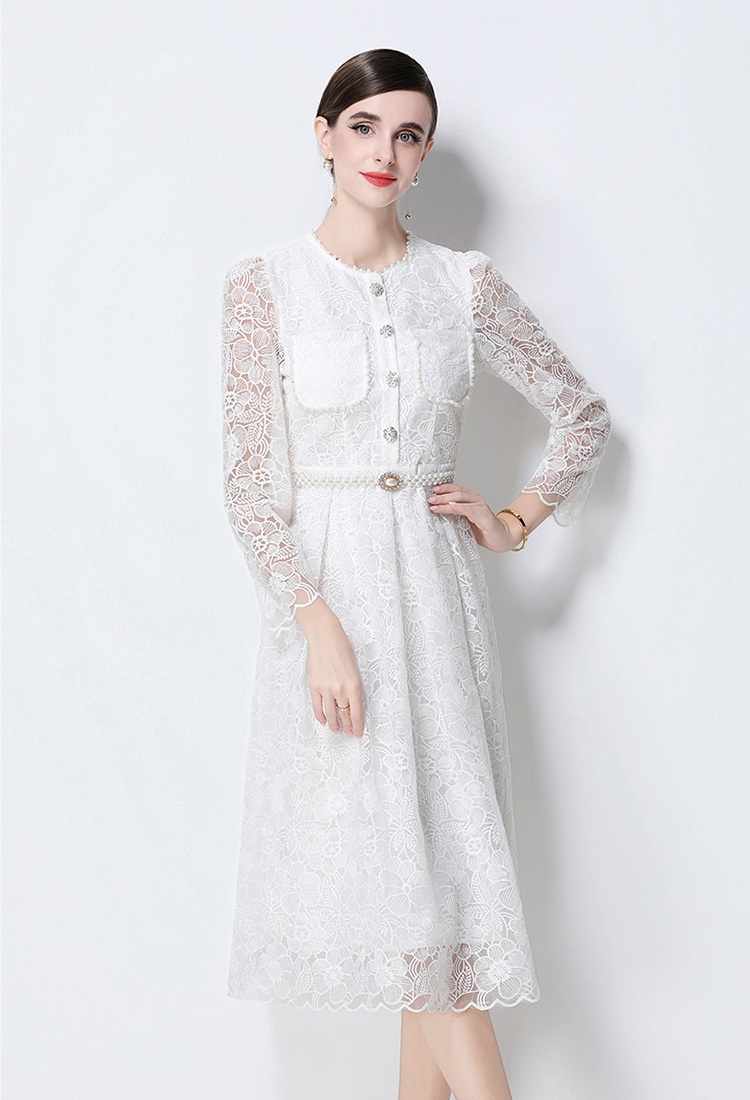 Slim embroidery fashion light luxury hollow dress