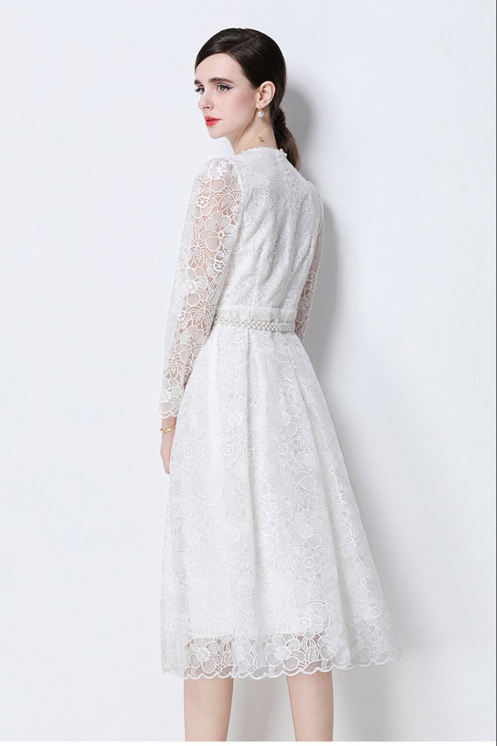 Slim embroidery fashion light luxury hollow dress