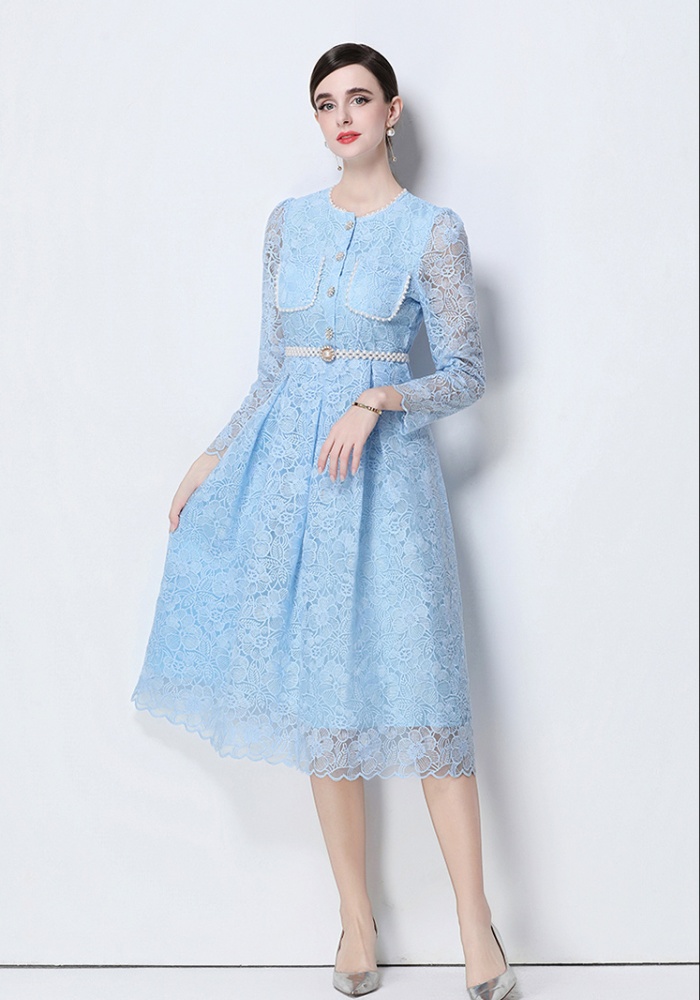 Slim embroidery fashion light luxury hollow dress