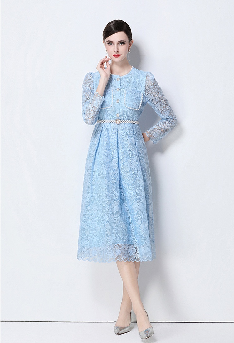 Slim embroidery fashion light luxury hollow dress