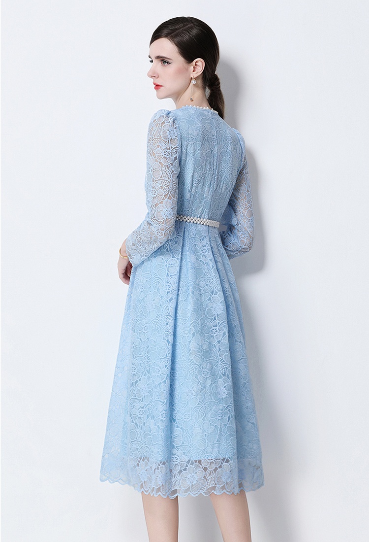Slim embroidery fashion light luxury hollow dress