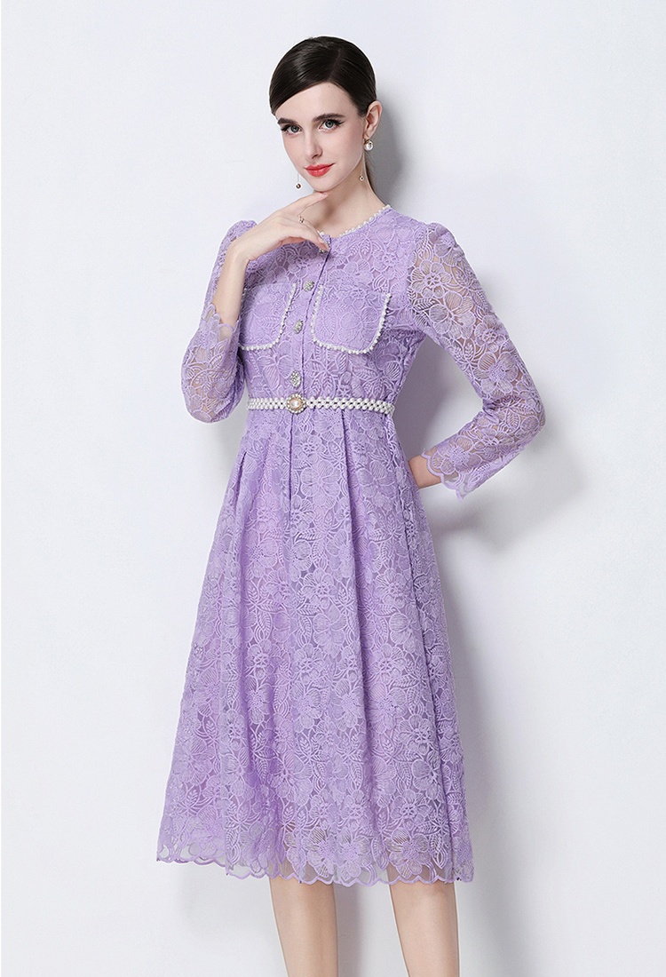 Slim embroidery fashion light luxury hollow dress