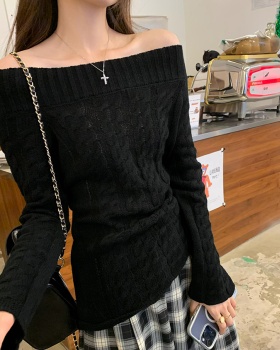 Flat shoulder sweater temperament tops for women