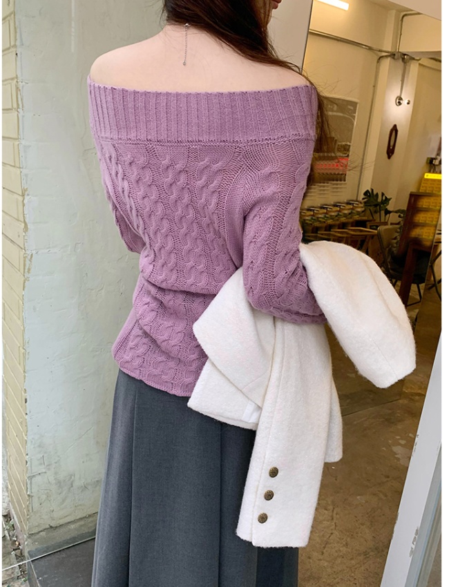 Flat shoulder sweater temperament tops for women