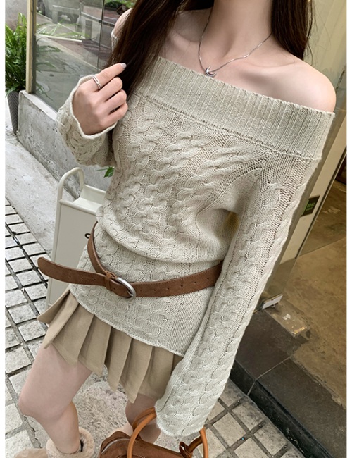 Flat shoulder sweater temperament tops for women