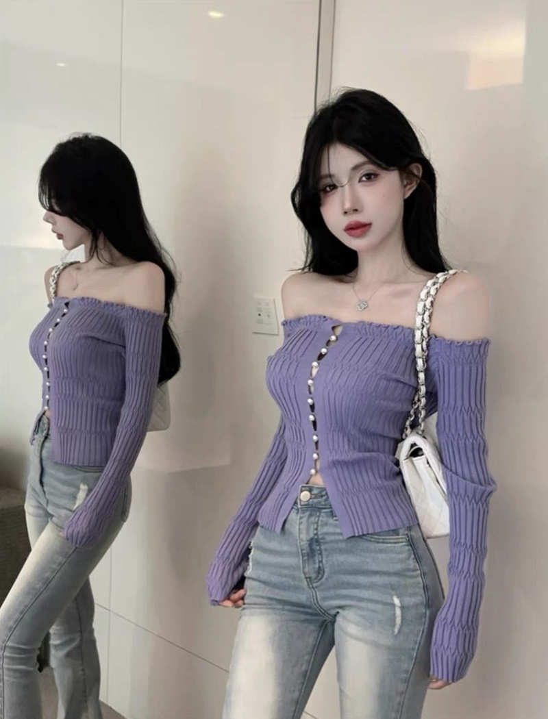 Knitted bottoming shirt enticement tops for women