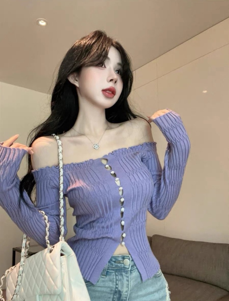 Knitted bottoming shirt enticement tops for women