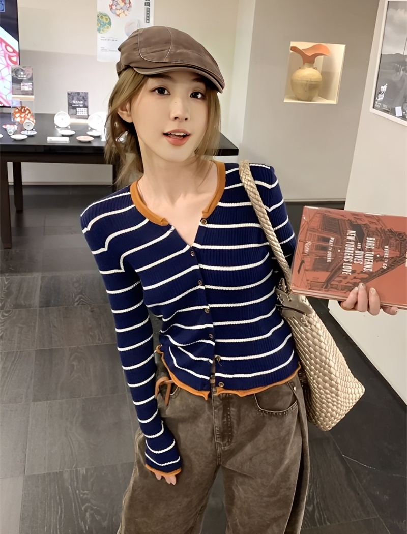 Pullover slim cardigan Korean style tops for women